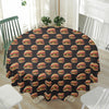 Cheeseburger Pattern Print Waterproof Round Tablecloth