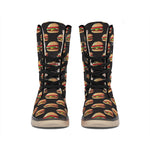 Cheeseburger Pattern Print Winter Boots