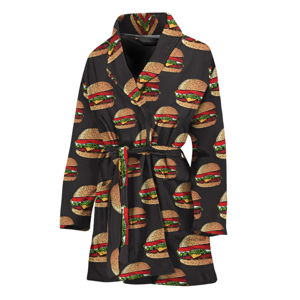 Cheeseburger Pattern Print Women's Bathrobe