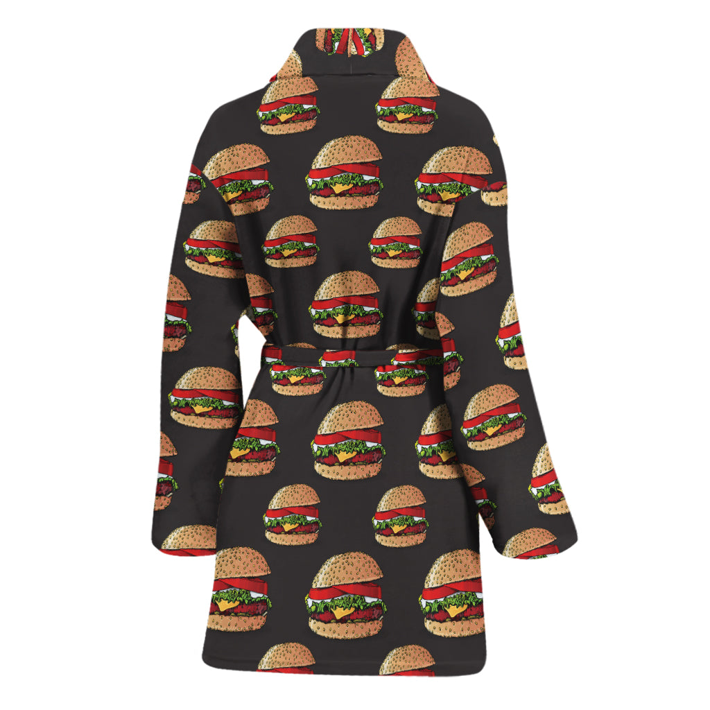 Cheeseburger Pattern Print Women's Bathrobe