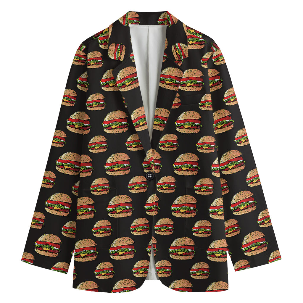 Cheeseburger Pattern Print Women's Blazer