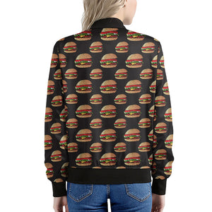 Cheeseburger Pattern Print Women's Bomber Jacket