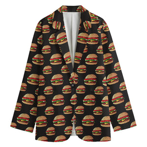 Cheeseburger Pattern Print Women's Cotton Blazer