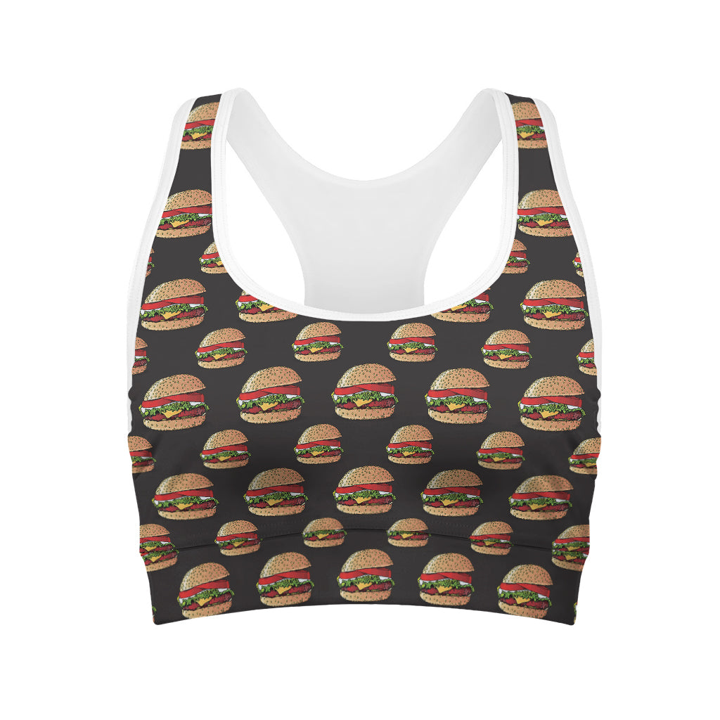 Cheeseburger Pattern Print Women's Sports Bra