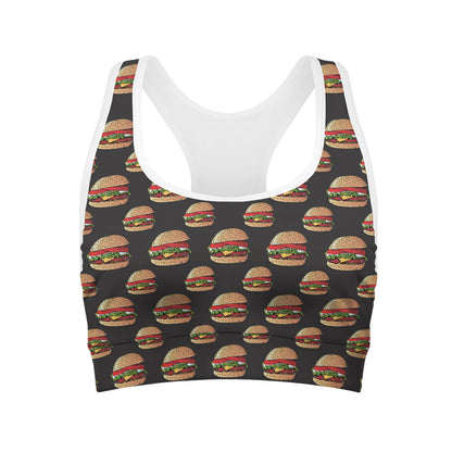 Cheeseburger Pattern Print Women's Sports Bra