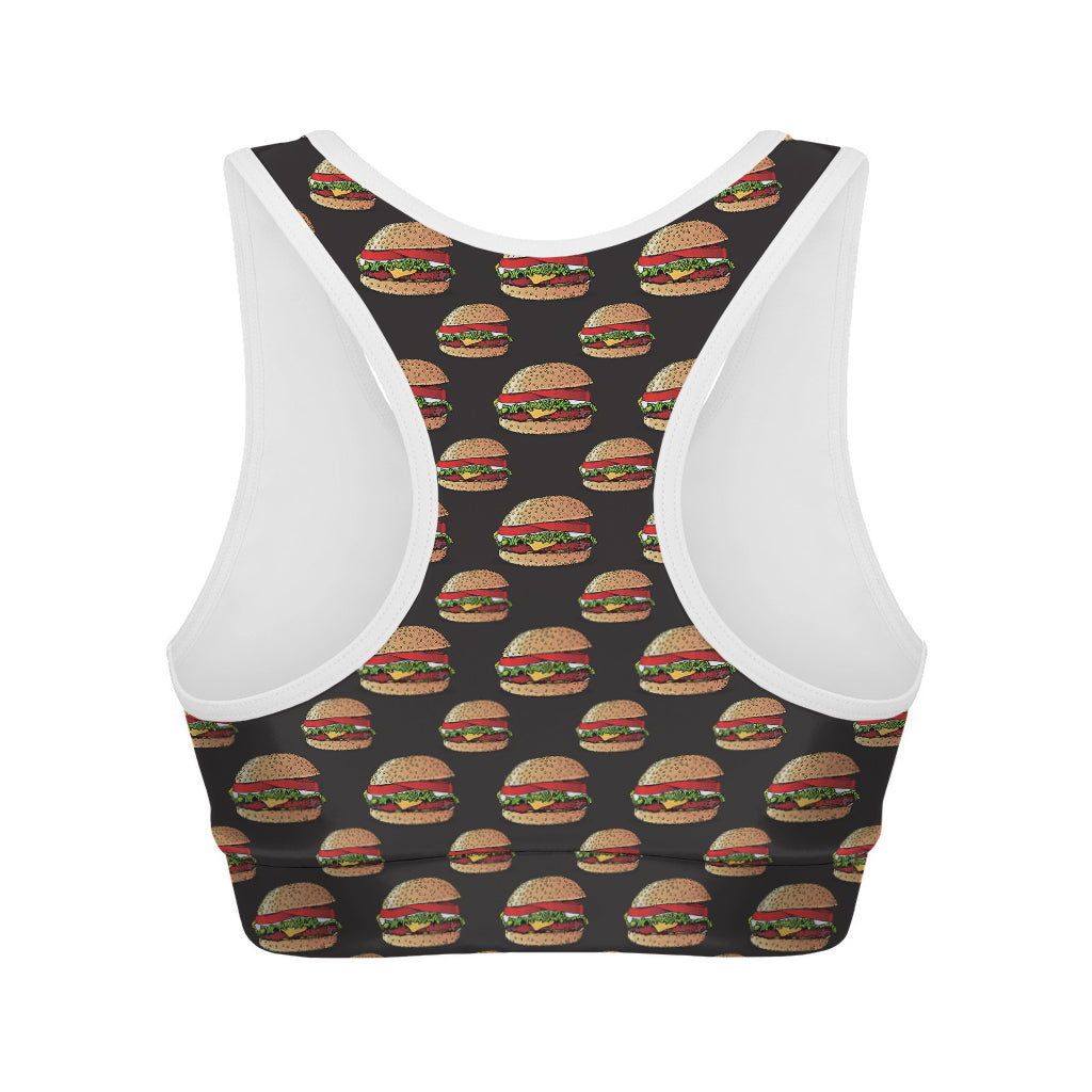 Cheeseburger Pattern Print Women's Sports Bra