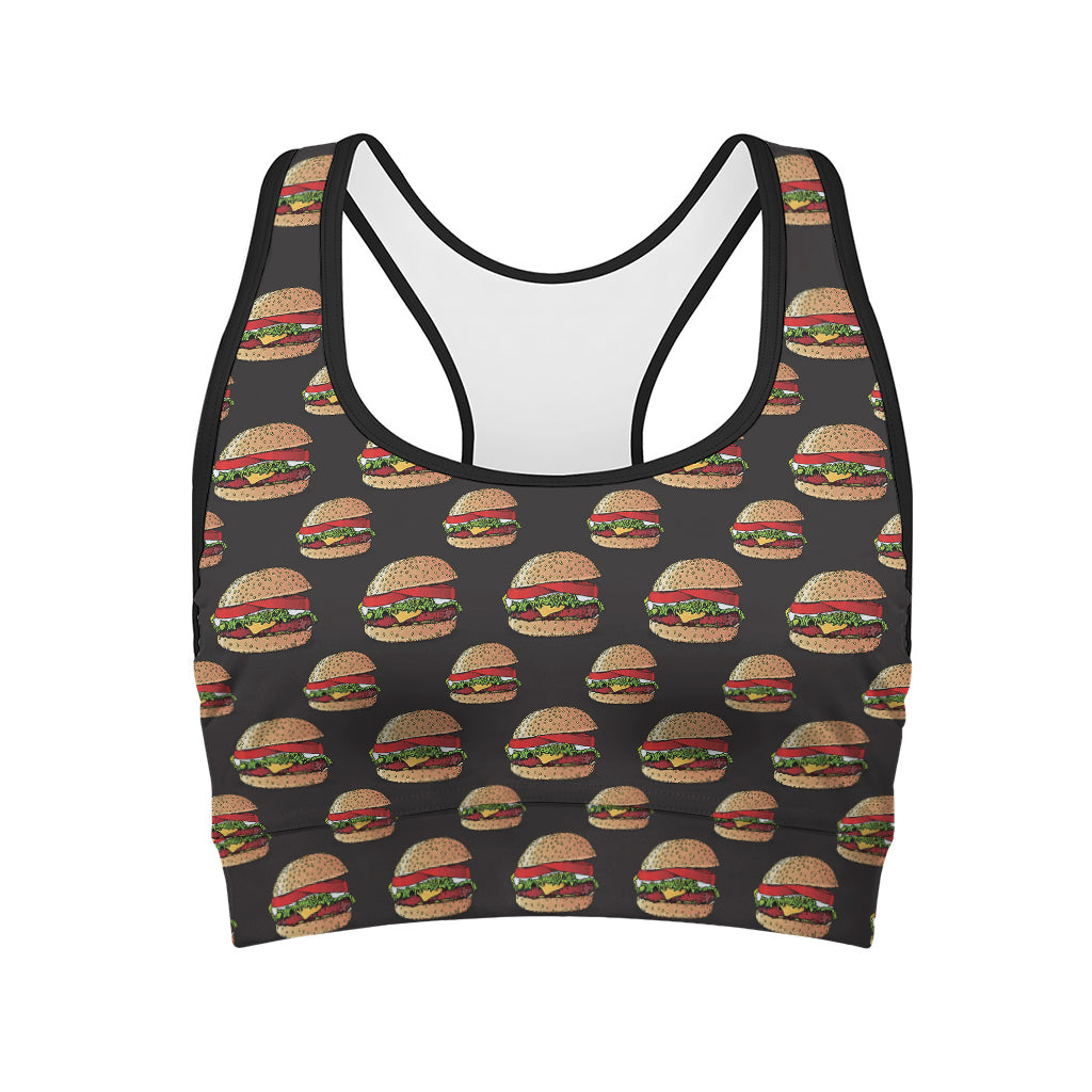 Cheeseburger Pattern Print Women's Sports Bra