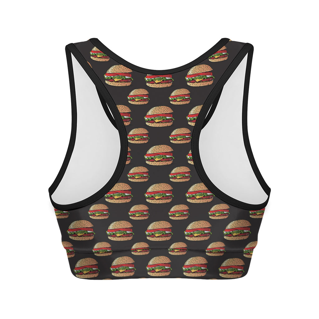 Cheeseburger Pattern Print Women's Sports Bra
