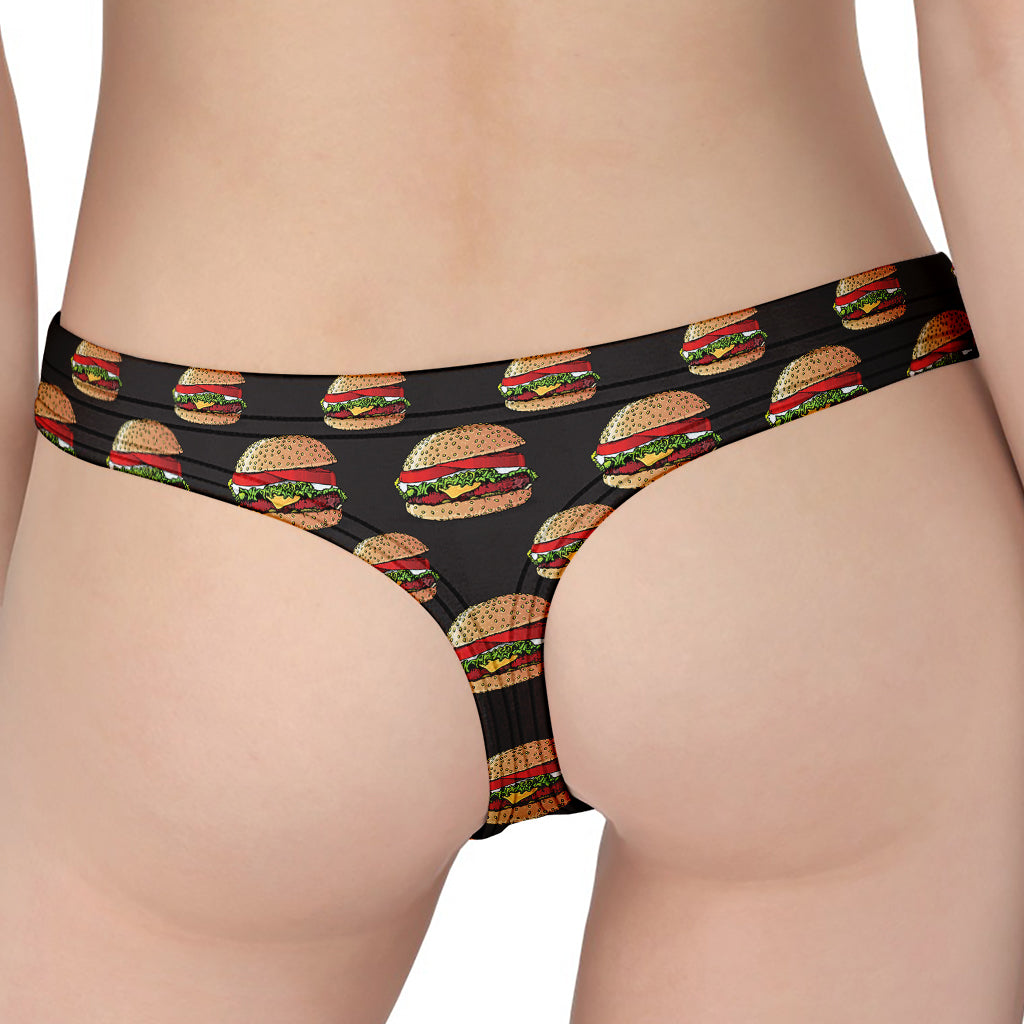 Cheeseburger Pattern Print Women's Thong