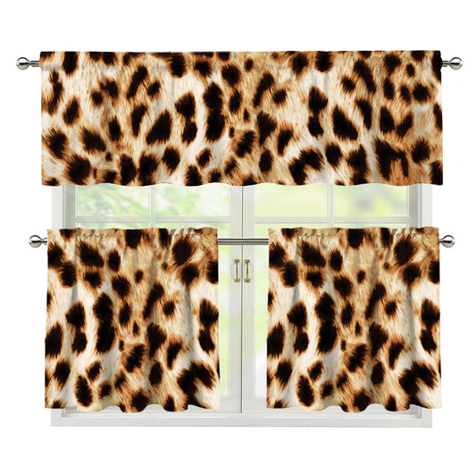 Cheetah Print 3 Piece Kitchen Curtains