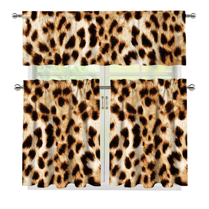 Cheetah Print 3 Piece Kitchen Curtains