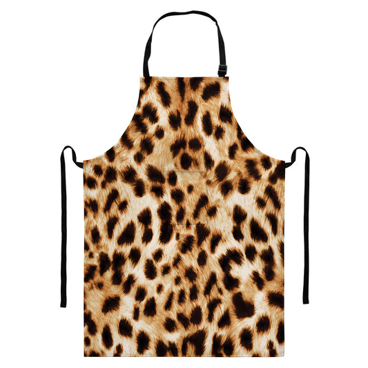 Cheetah Print Bib Apron With Pocket