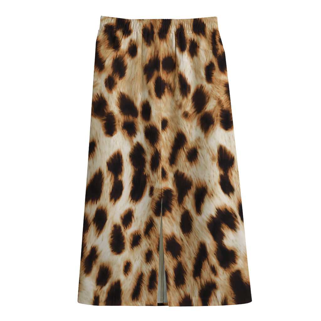 Cheetah Print Cotton Front Slit Maxi Skirt