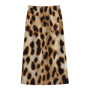 Cheetah Print Cotton Front Slit Maxi Skirt