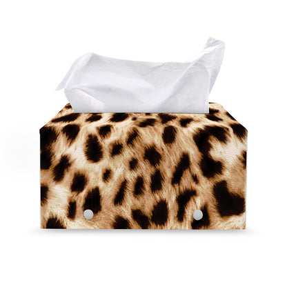 Cheetah Print Leather Tissue Box Cover