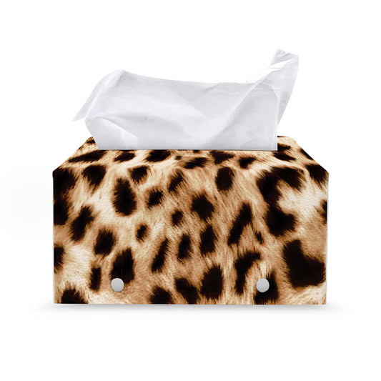 Cheetah Print Leather Tissue Box Cover