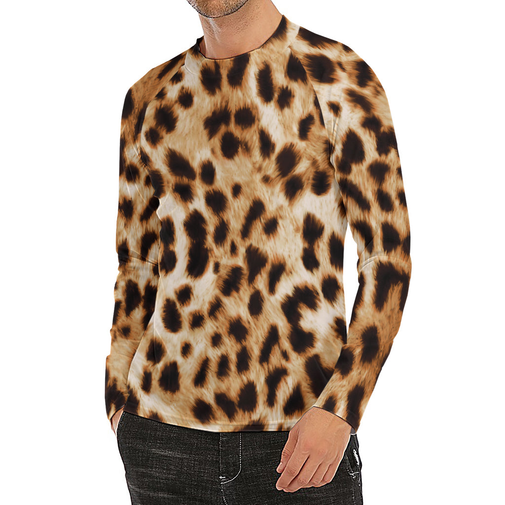 Cheetah Print Men's Long Sleeve Rash Guard