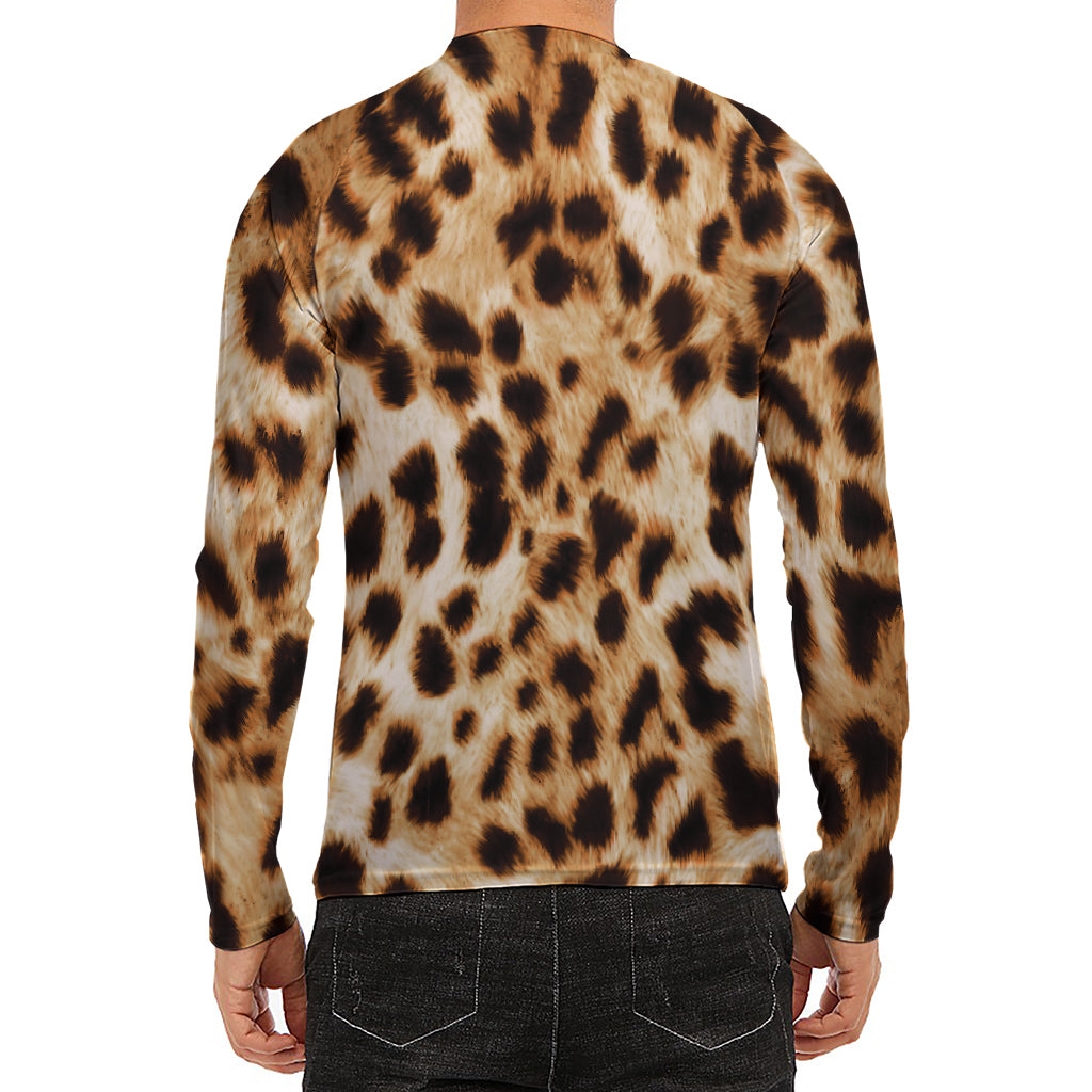 Cheetah Print Men's Long Sleeve Rash Guard