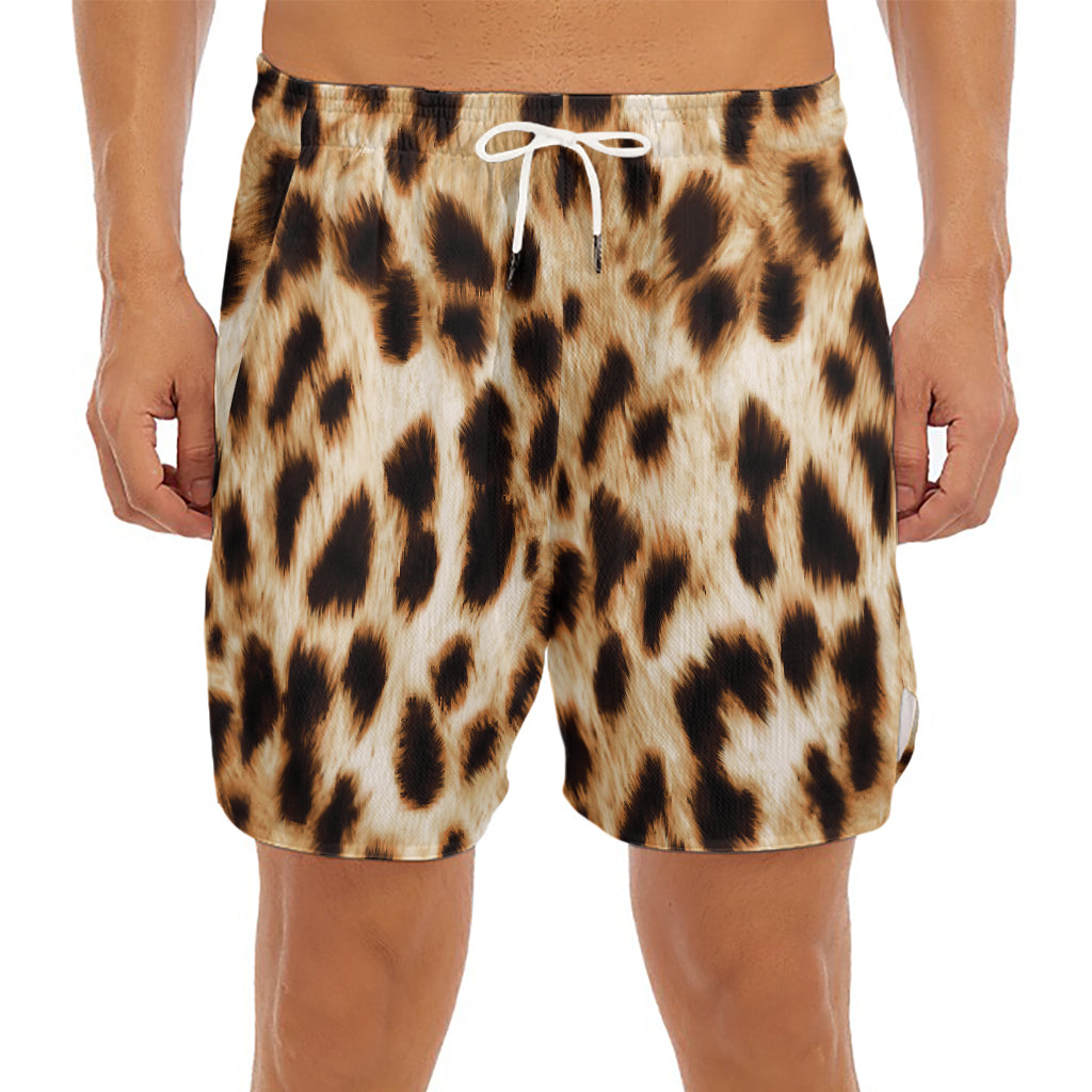 Cheetah Print Men's Split Running Shorts