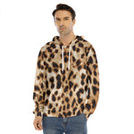 Cheetah Print Men's Velvet Pullover Hoodie