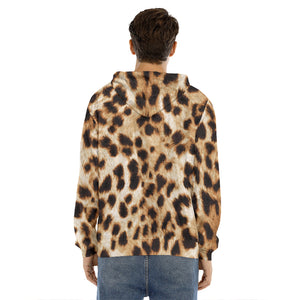 Cheetah Print Men's Velvet Pullover Hoodie