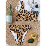 Cheetah Print One Shoulder Bikini Top