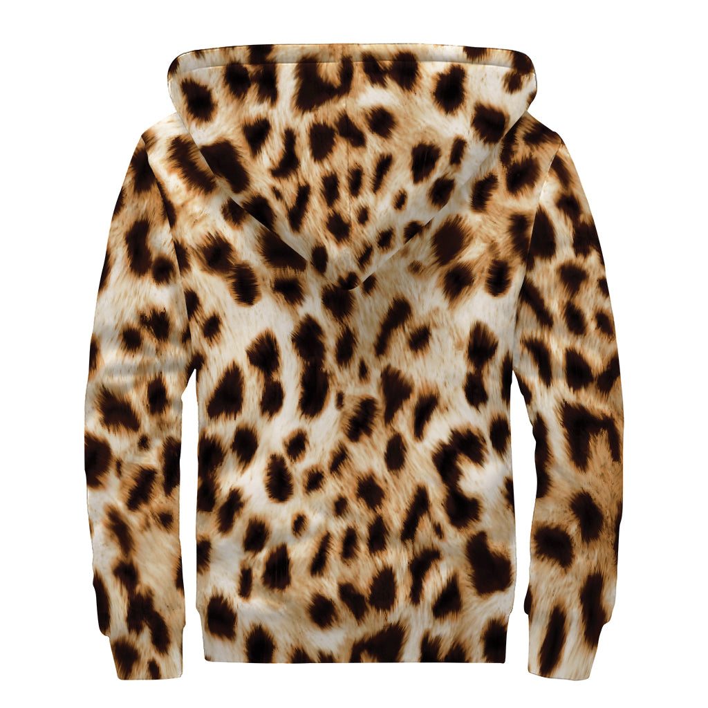 Cheetah Print Sherpa Lined Zip Up Hoodie