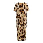 Cheetah Print Short Sleeve Long Nightdress