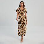 Cheetah Print Short Sleeve Maxi Dress