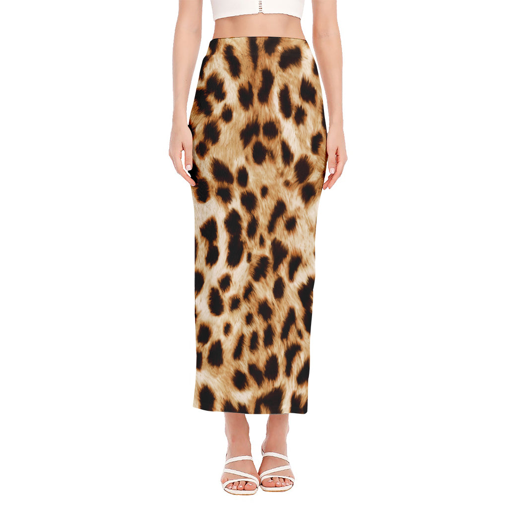 Cheetah Print Side Slit Maxi Skirt