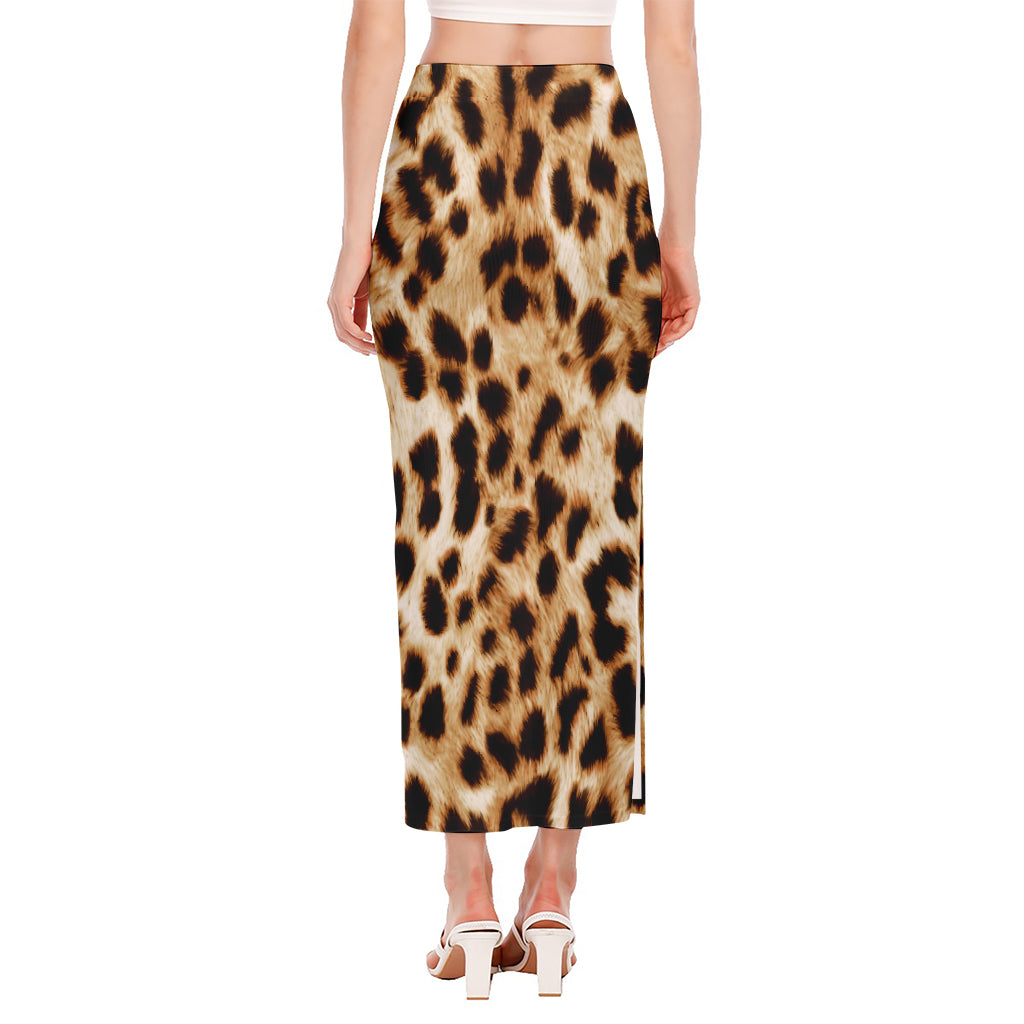 Cheetah Print Side Slit Maxi Skirt