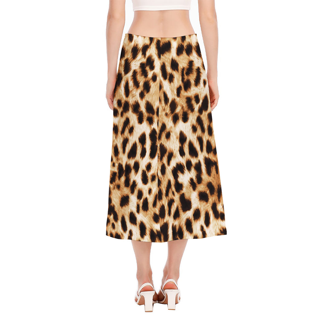 Cheetah Print Side Slit Midi Skirt