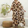 Cheetah Print Silk V-Neck Kaftan Dress