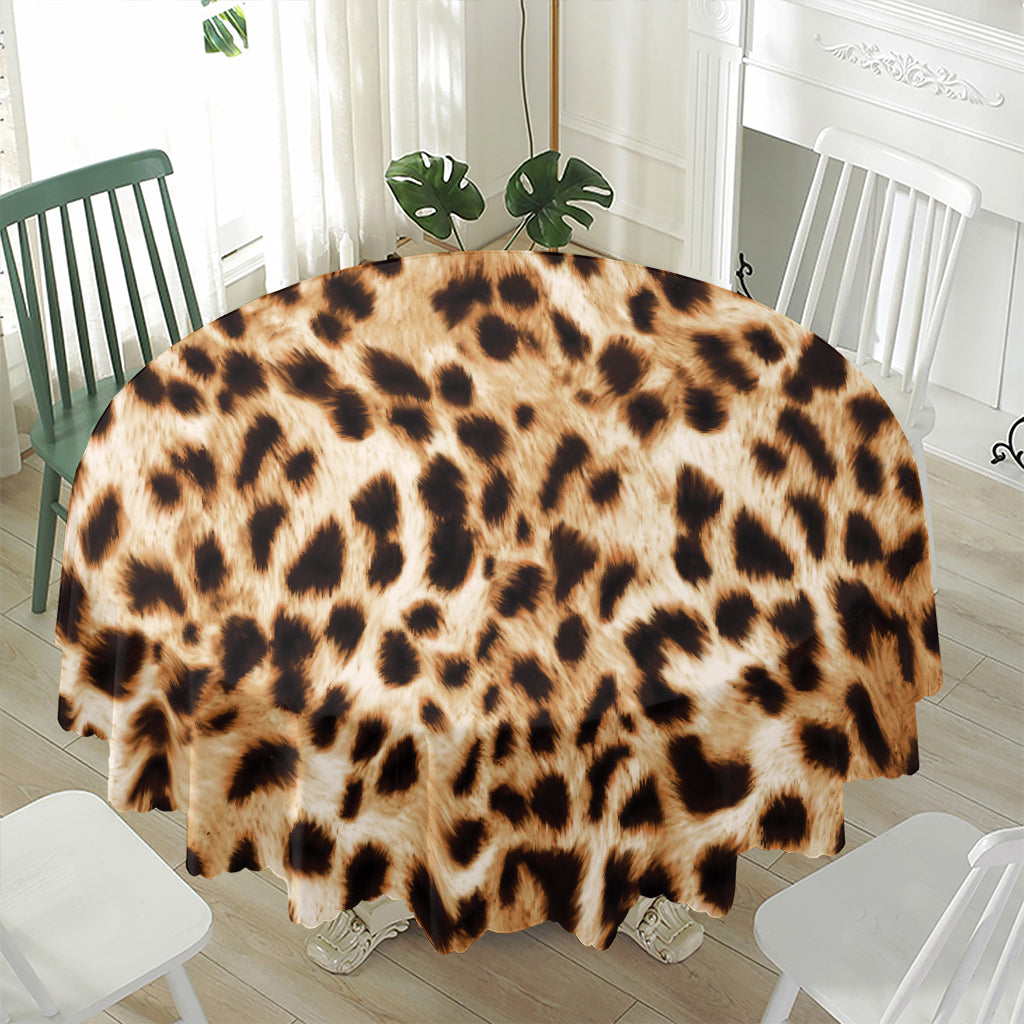 Cheetah Print Waterproof Round Tablecloth