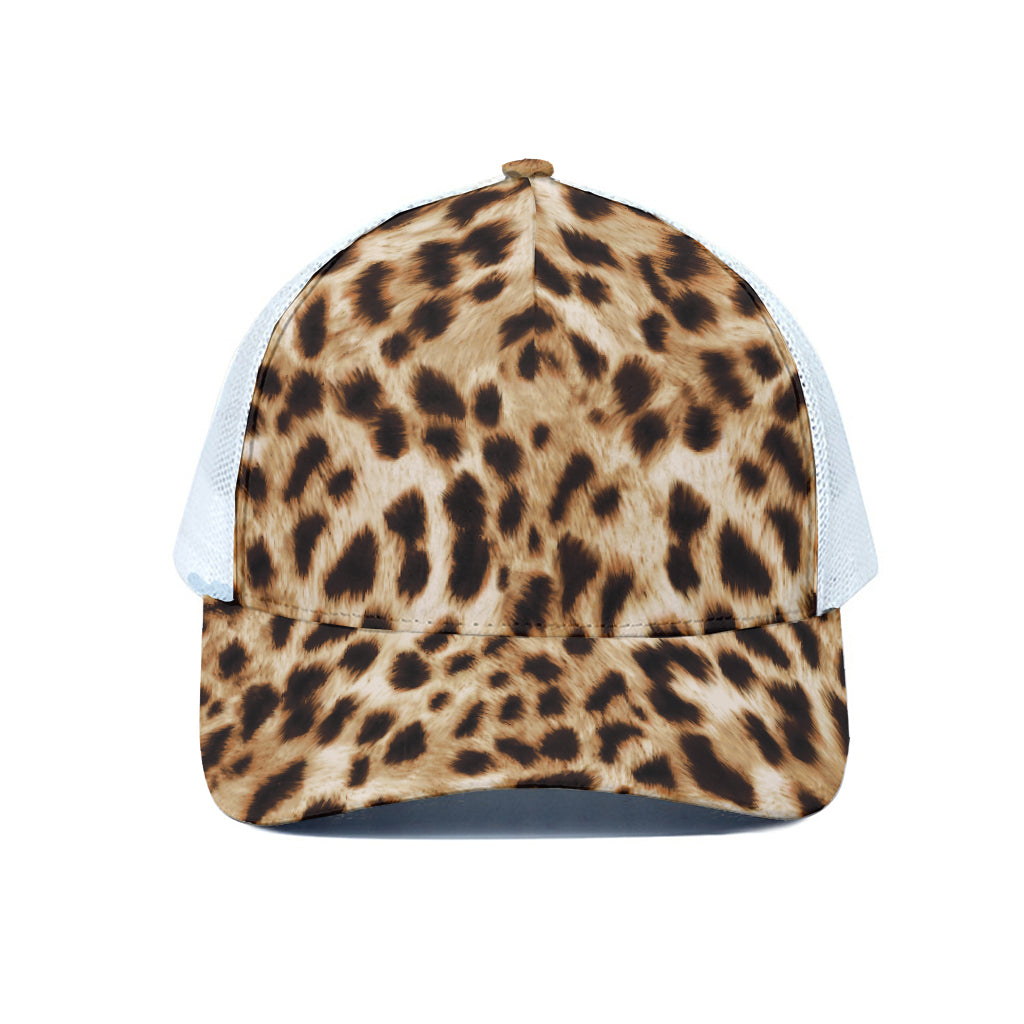 Cheetah Print White Mesh Trucker Cap