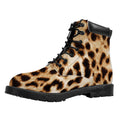 Cheetah Print Padded Collar Lace Up Boots