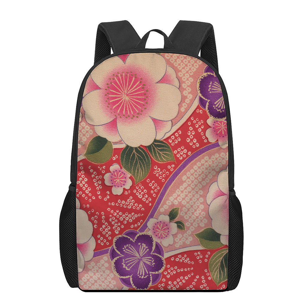 Cherry Blossom Kimono Pattern Print 17 Inch Backpack