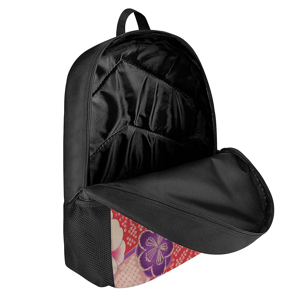 Cherry Blossom Kimono Pattern Print 17 Inch Backpack