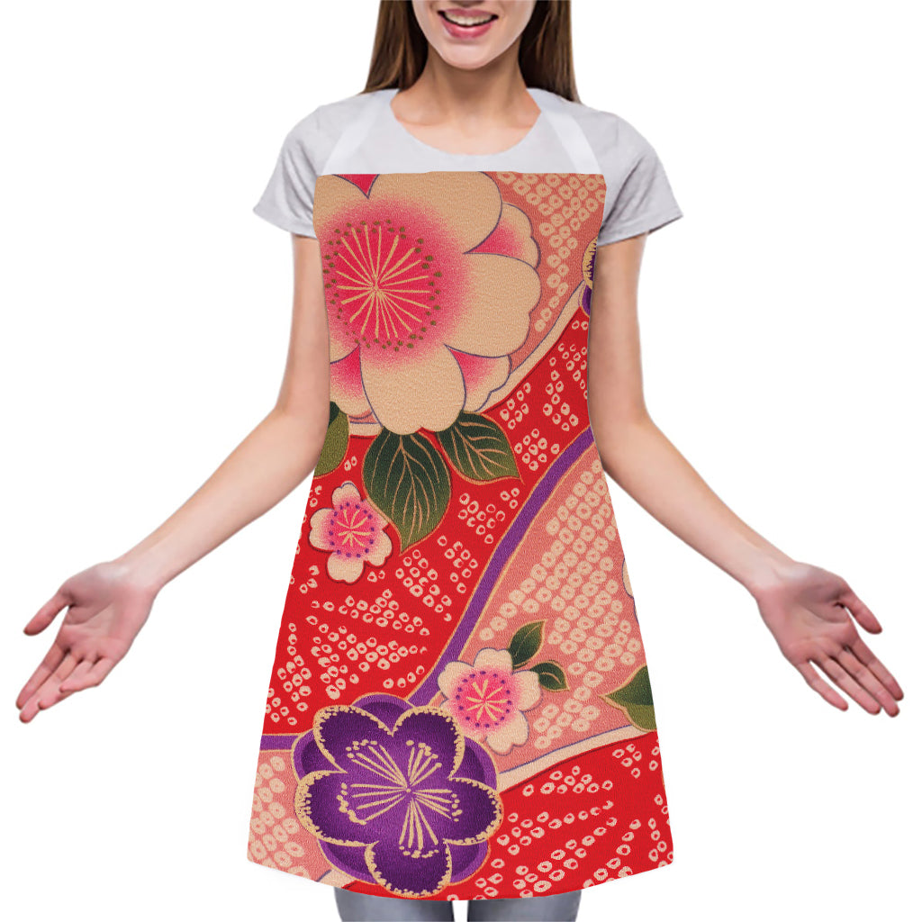 Cherry Blossom Kimono Pattern Print Adjustable Apron