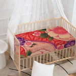 Cherry Blossom Kimono Pattern Print Baby Crib Sheet