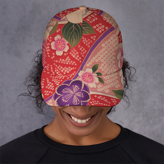 Cherry Blossom Kimono Pattern Print Baseball Cap