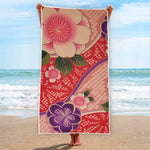 Cherry Blossom Kimono Pattern Print Beach Towel