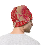 Cherry Blossom Kimono Pattern Print Beanie