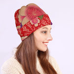Cherry Blossom Kimono Pattern Print Beanie