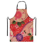 Cherry Blossom Kimono Pattern Print Bib Apron With Pocket