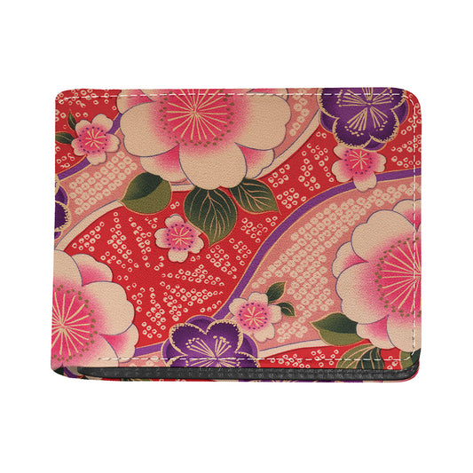 Cherry Blossom Kimono Pattern Print Bifold Wallet