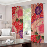Cherry Blossom Kimono Pattern Print Blackout Grommet Curtains