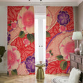 Cherry Blossom Kimono Pattern Print Dimout Pencil Pleat Curtains