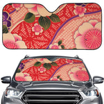 Cherry Blossom Kimono Pattern Print Car Windshield Sun Shade