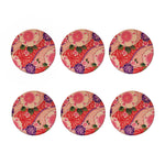 Cherry Blossom Kimono Pattern Print Coaster Set